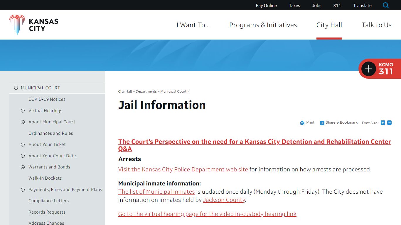 Jail Information | CITY OF KANSAS CITY | OFFICIAL WEBSITE